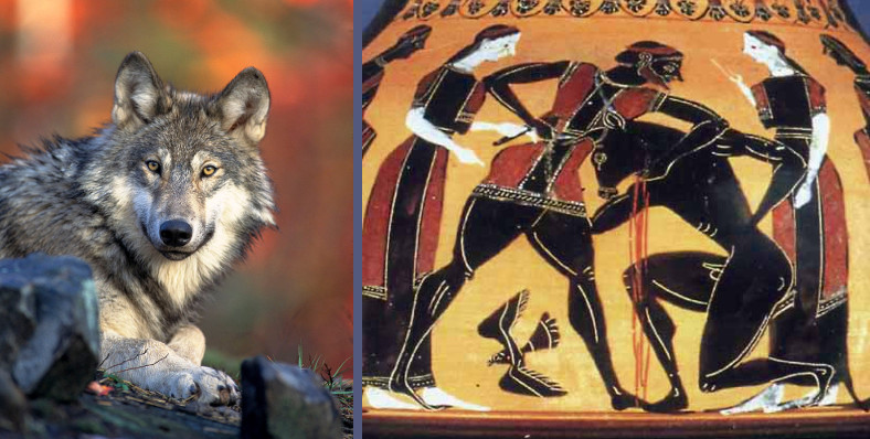 Theseus with Minotaur, and a Wolf